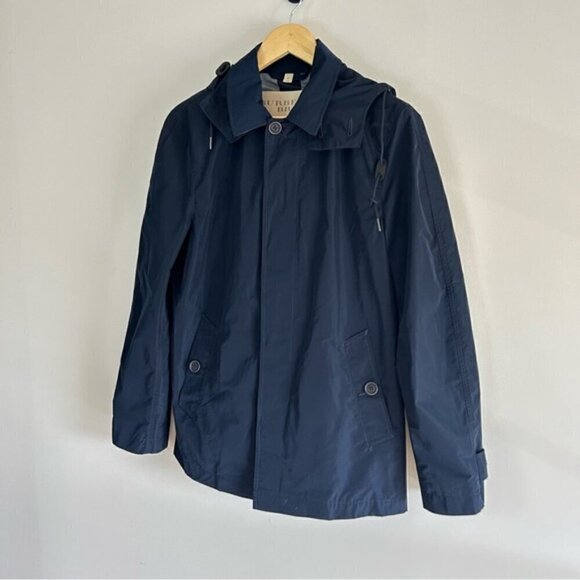 Burberry Brit Navy Hooded Short Trench Coat sz XS - Picture 9 of 9